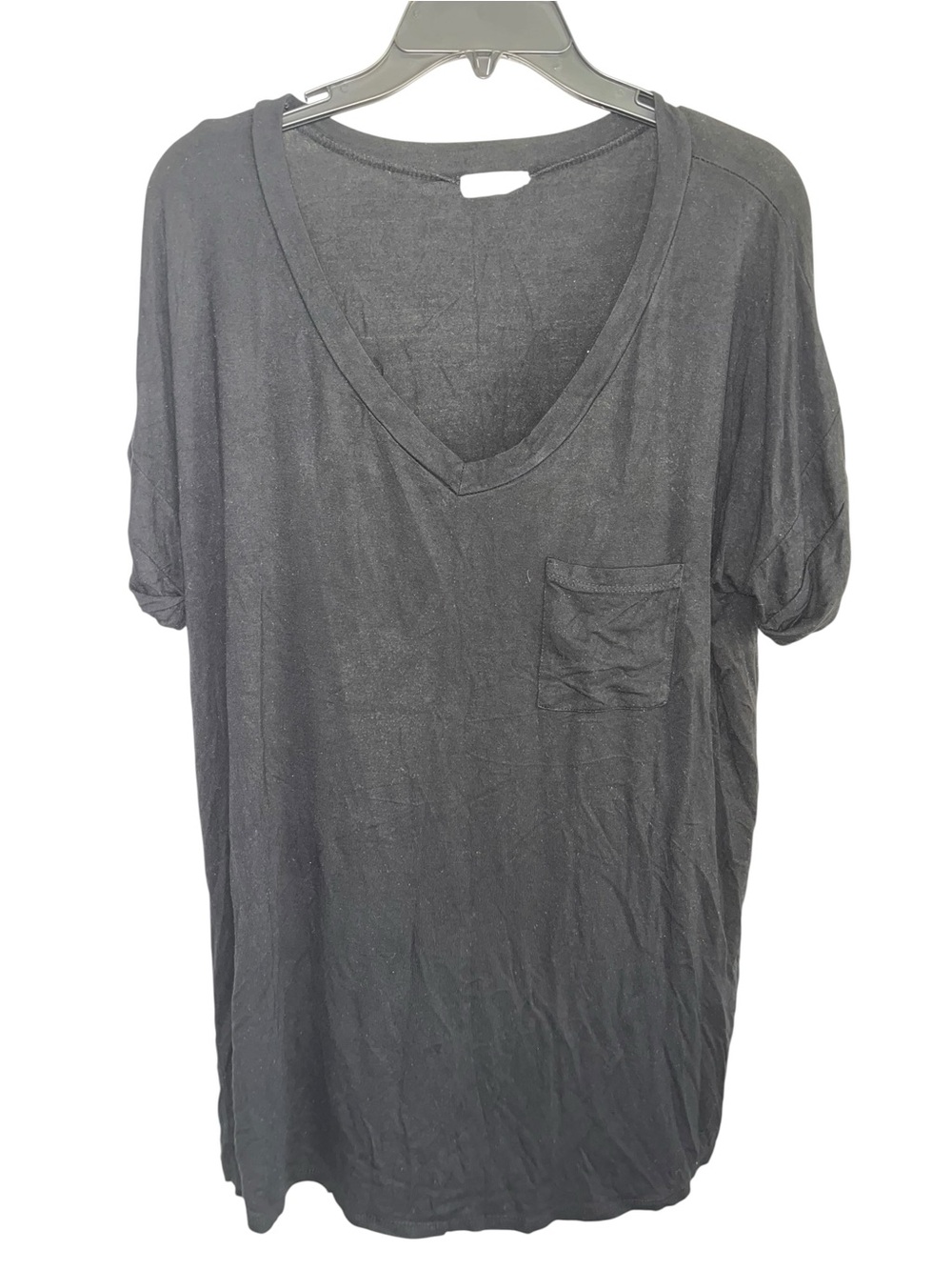 Flamingo Urban Women’s Large Black Oversized V-Neck Pocket T-Shirt Soft